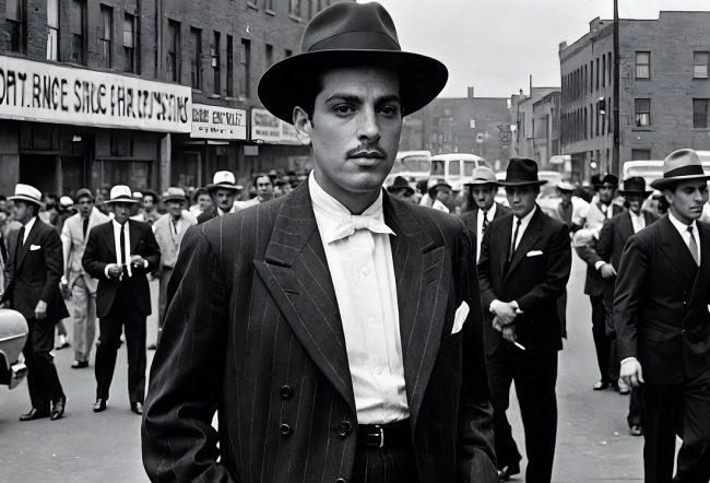 Black-and-white photo of Pachuco illustrates blog "What Were the Zoot Suit Riots?"