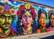 Chicano mural in Riverside, California depicting cultural heritage