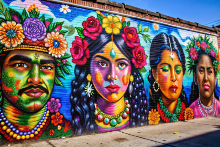 1924 Chicano mural in Riverside, California depicting cultural heritage