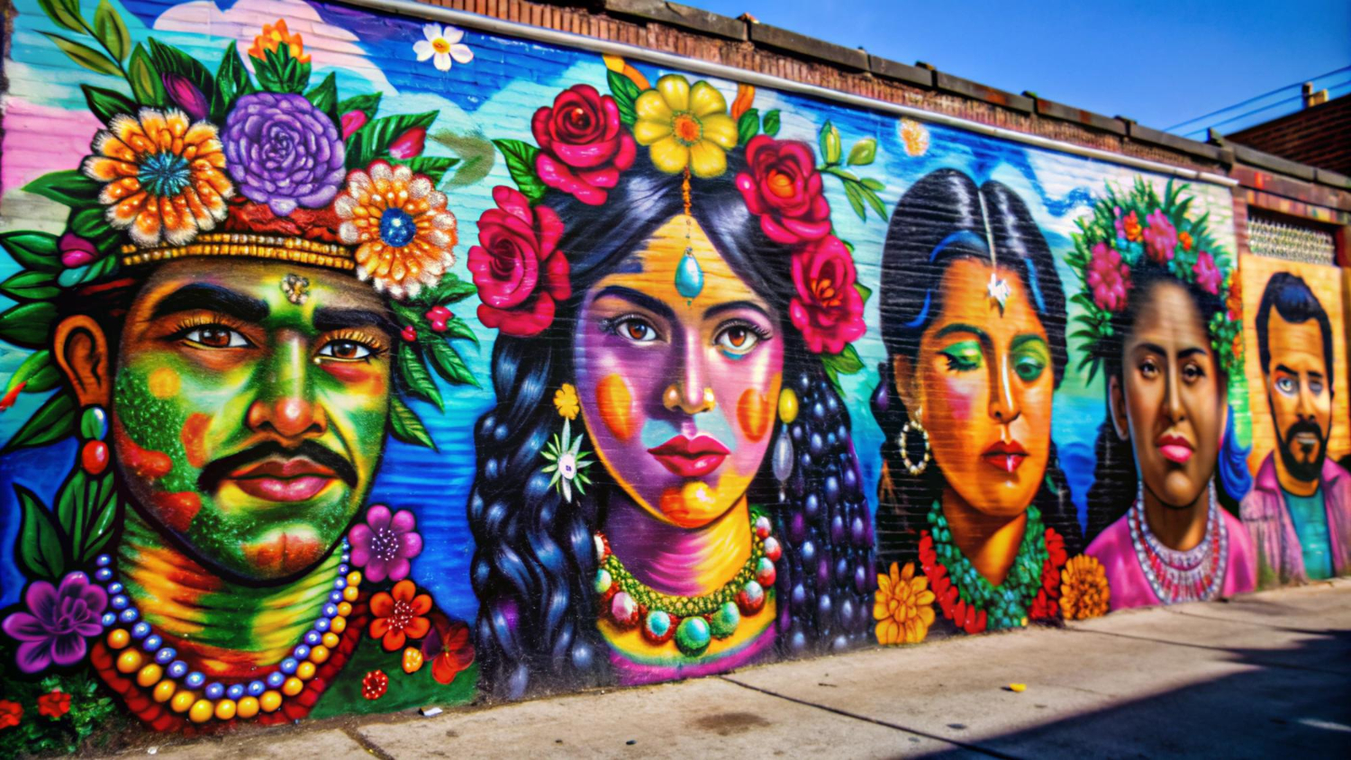 Chicano mural in Riverside, California depicting cultural heritage