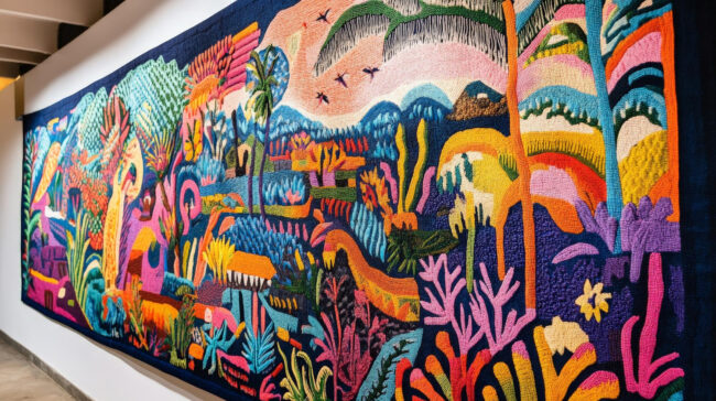 48980 Chicano mural art on a community building in Southern California