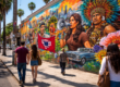 Colorful mural representing Local Chicano history in Southern California