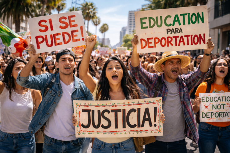 Chicano grassroots organizing protest rally in Los Angeles