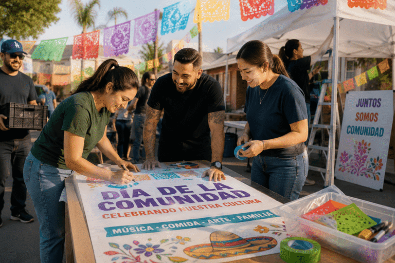 Community volunteering California residents leading a neighborhood cultural event